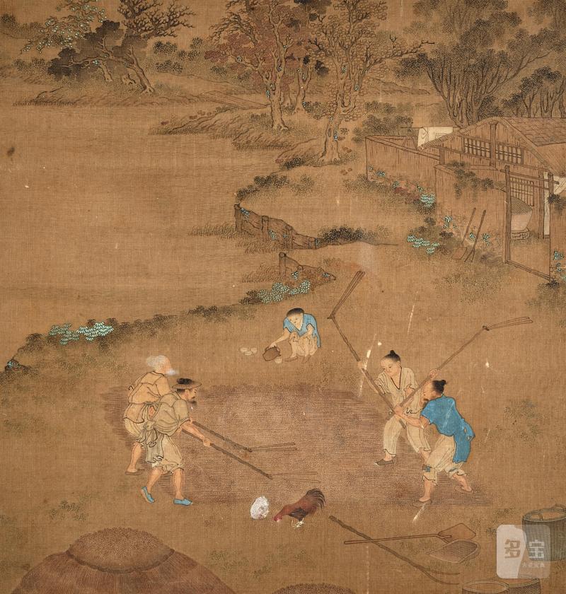 Four 'Gengzhi tu' paintings, Qing dynasty, 17th - 18th century | 清十八至十九世紀 耕織圖四件 設色絹本 - 图3
